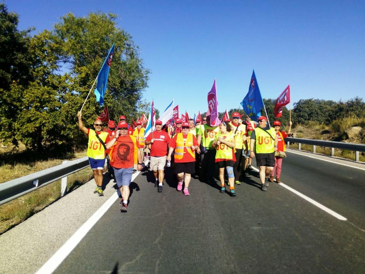 La marcha del 7 de octubre se encaminaba a Madrid para participar en la gran manifestacin por las pensiones dignas del lunes, 9 de octubre.