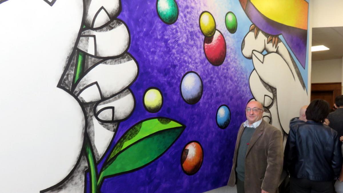 Reunin de la ejecutiva de CCOO Castilla y Len e inauguracin del mural de Angel Sierra en la sede de CCOO en Avila.