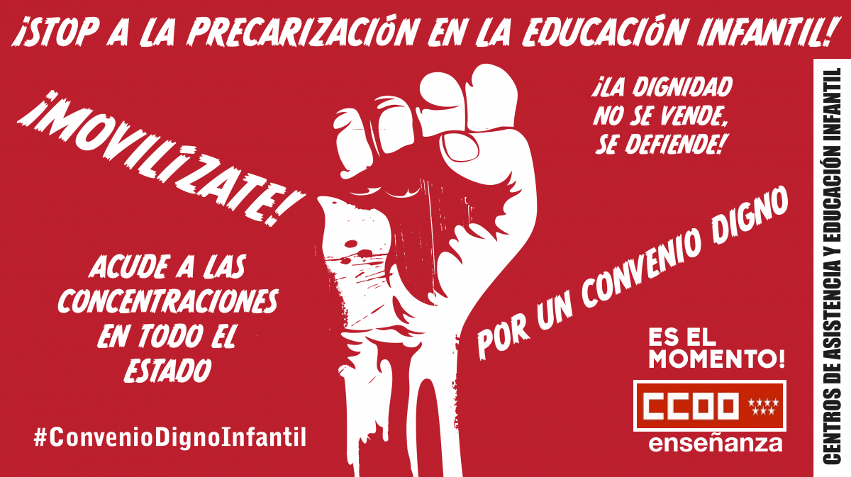 CCOO llama a la participacin masiva en la huelga general de Centros de Asistencia y Educacin Infantil