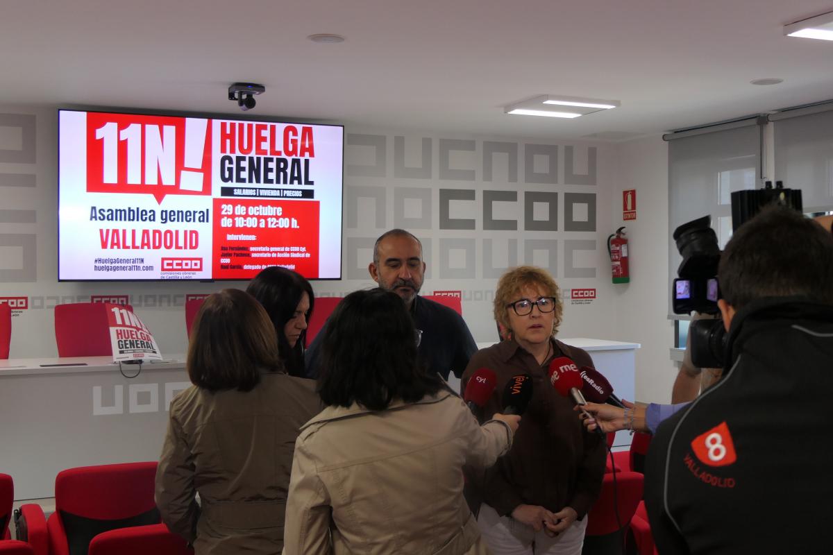 CCOO convoca asamblea en Valladolid para preparar la huelga general del 11 de noviembre