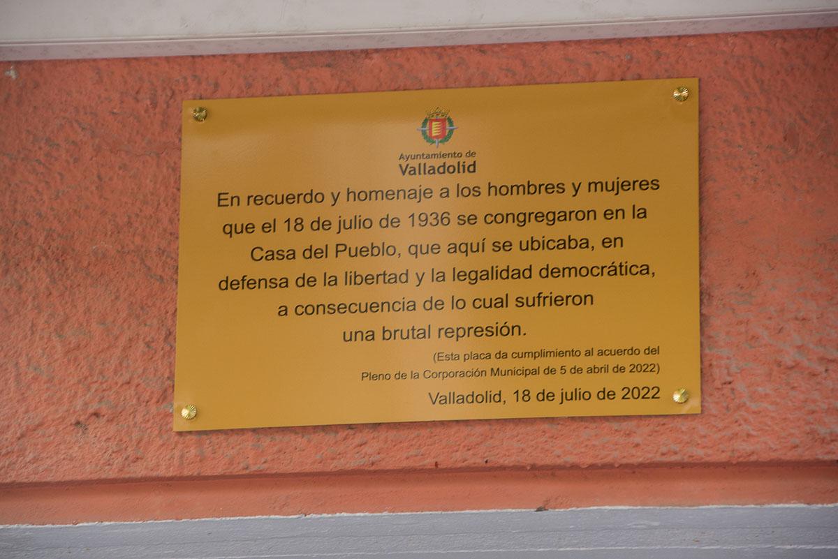 Homenaje a los represaliados en la Casa del Pueblo de Valladolid en el 36