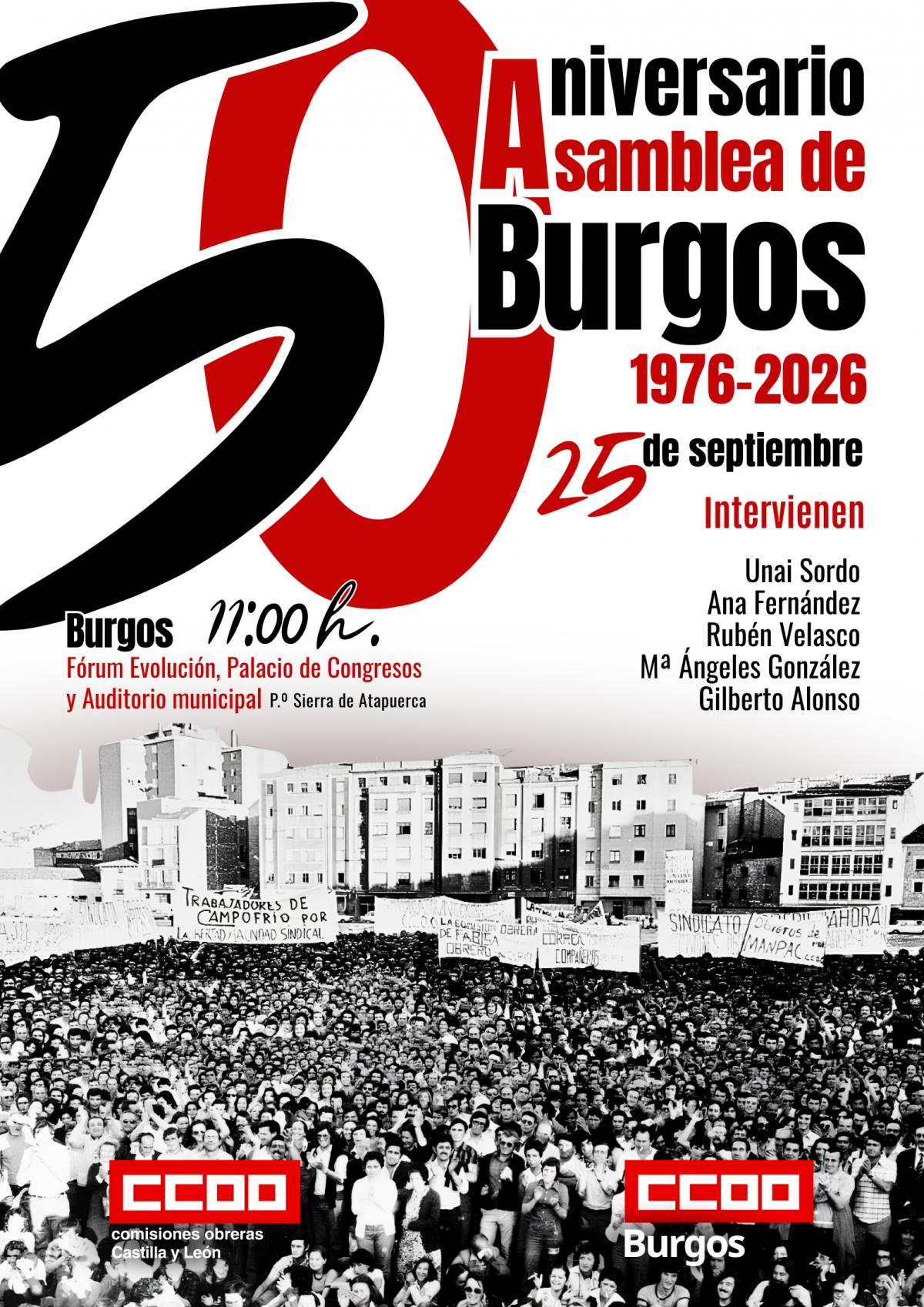 Cartel asamblea Burgos con participantes